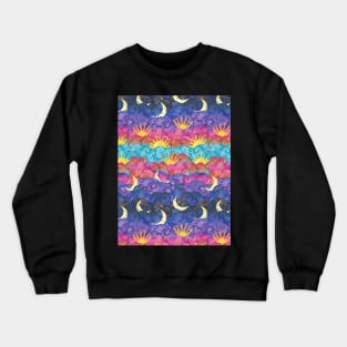 Sunset to Sunrise - Colorful Watercolor Clouds, Suns, and Moons Crewneck Sweatshirt